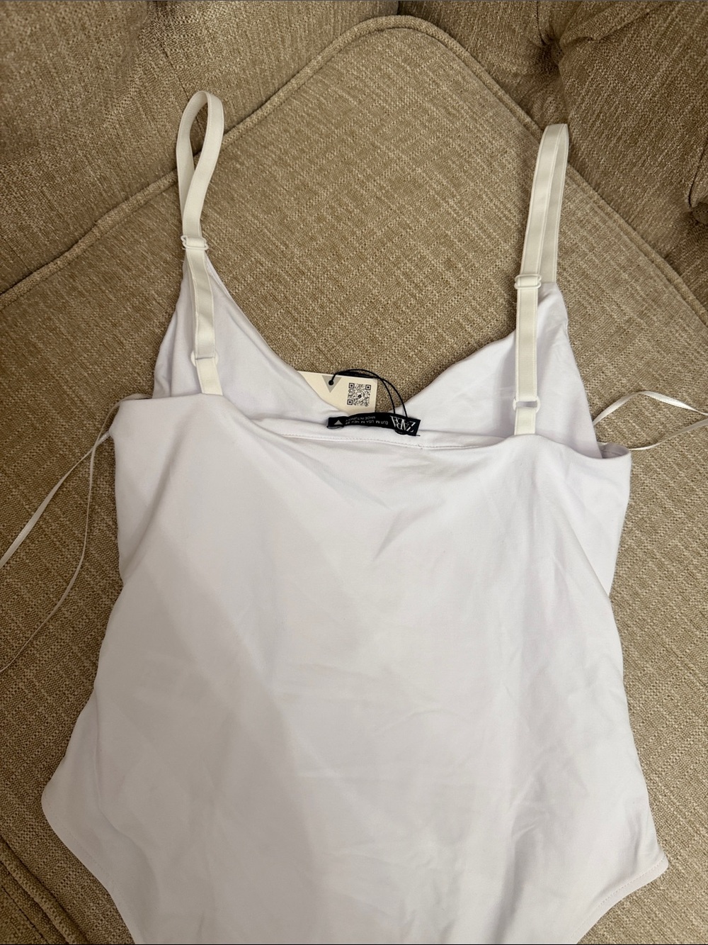 ZARA White Spaghetti-Strap Bodysuit - Picture 4 of 5